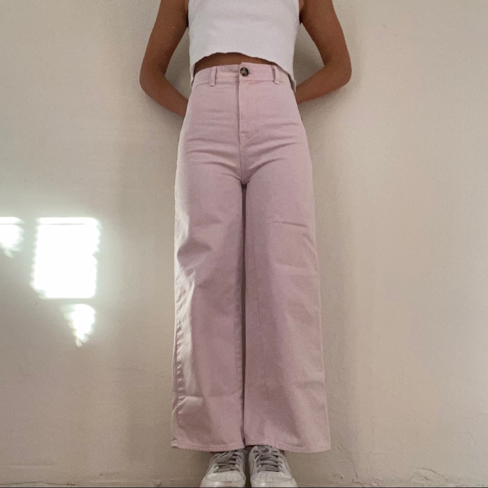 Wide Leg Pastel Pink Pants